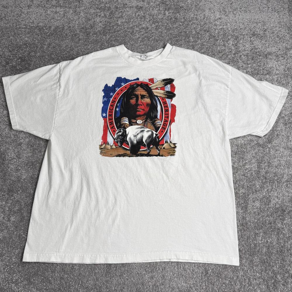 Vintage American Heritage Shirt Mens 3XL White Buffalo Western Graphic Tee
